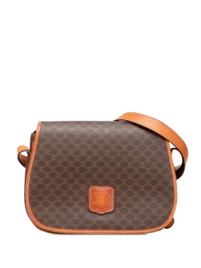 Pre-owned Celine 2012 Macadam Coated Canvas Crossbody Bag In Brown