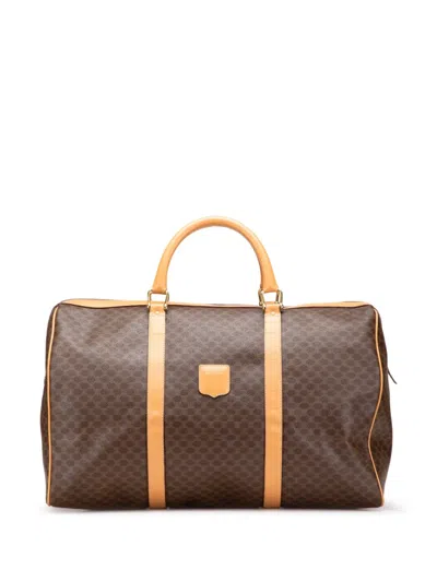 Pre-owned Celine 2012 Macadam Coated Canvas Travel Bag In Brown