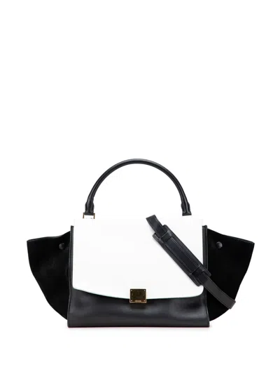 Pre-owned Celine 2012 Medium Bicolor Calfskin And Suede Trapeze Satchel