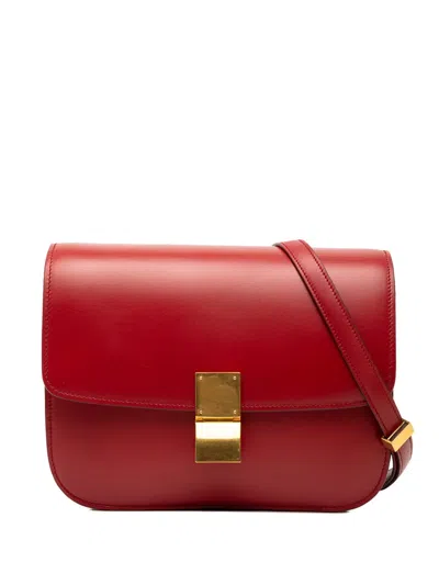 Pre-owned Celine 2012 Medium Calfskin Classic Box Crossbody Bag In Red