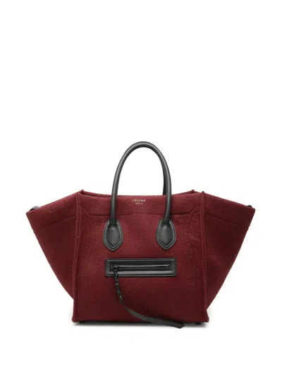 Pre-owned Celine 2012 Medium Felt Phantom Luggage Tote Bag In Red
