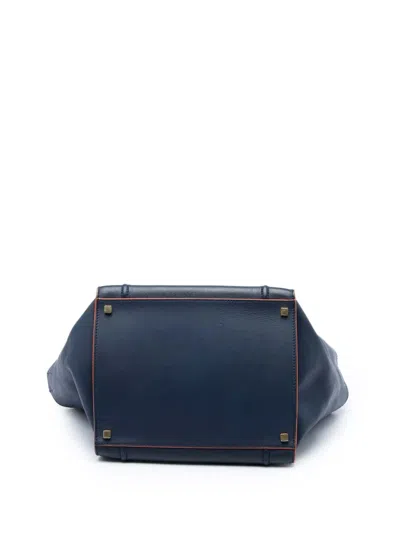 Pre-owned Celine 2012 Medium Leather Phantom Luggage Tote Bag In Blue