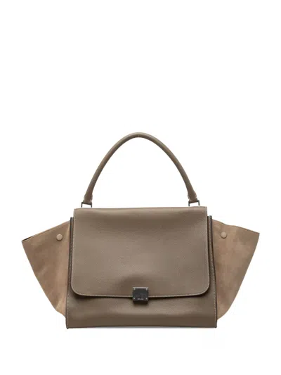 Pre-owned Celine 2012 Medium Leather Trapeze Satchel In Brown