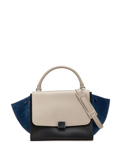 Pre-owned Celine 2012 Medium Tricolor Calfskin And Suede Trapeze Satchel