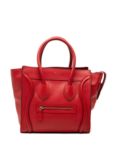 Pre-owned Celine 2012 Micro Calfskin Luggage Tote Bag In Red