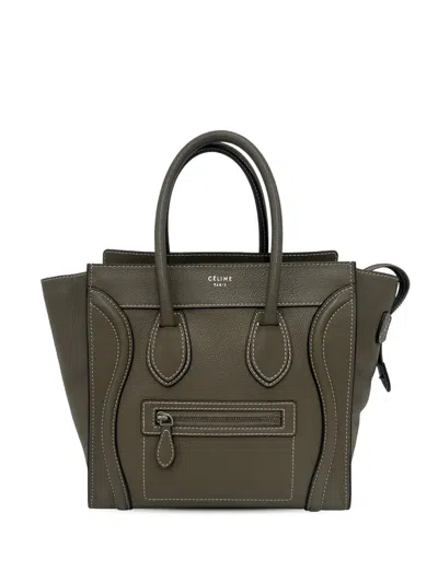 Pre-owned Celine 2012 Micro Leather Luggage Tote Bag In Brown