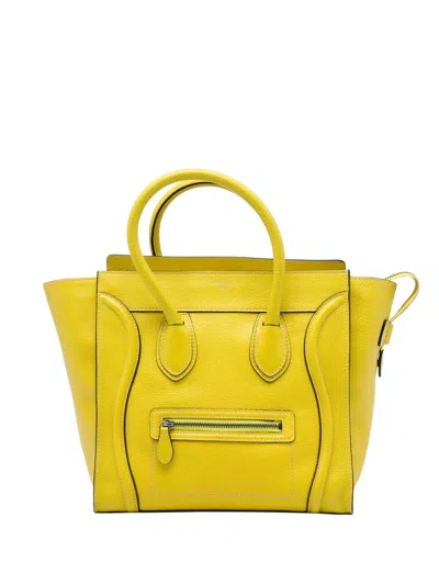 Pre-owned Celine 2012 Mini Calfskin Luggage Tote Bag In Yellow