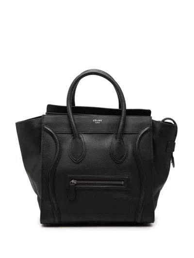 Pre-owned Celine 2012 Mini Grained Calfskin Luggage Tote Bag In Black