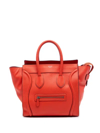 Pre-owned Celine 2012 Mini Leather Luggage Tote Bag In Orange