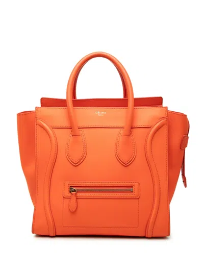 Pre-owned Celine 2012 Mini Leather Luggage Tote Bag In Orange