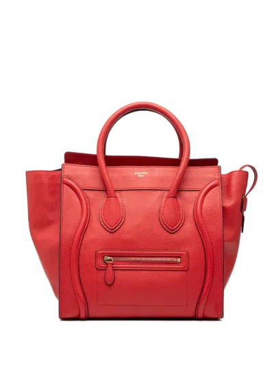 Pre-owned Celine 2012 Mini Leather Luggage Tote Bag In Red