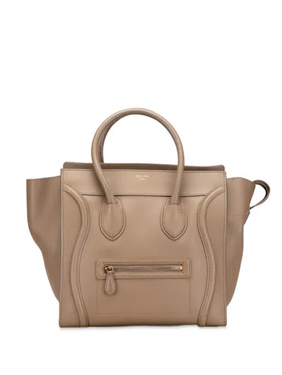 Pre-owned Celine 2012 Mini Smooth Calfskin Luggage Tote Bag In Brown