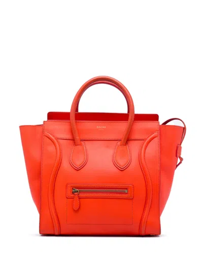 Pre-owned Celine 2012 Mini Smooth Calfskin Luggage Tote Bag In Orange