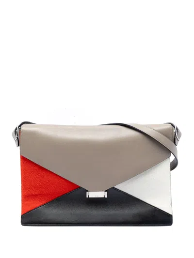 Pre-owned Celine 2012 Multicolor Leather And Pony Hair Diamond Shoulder Bag In Gray