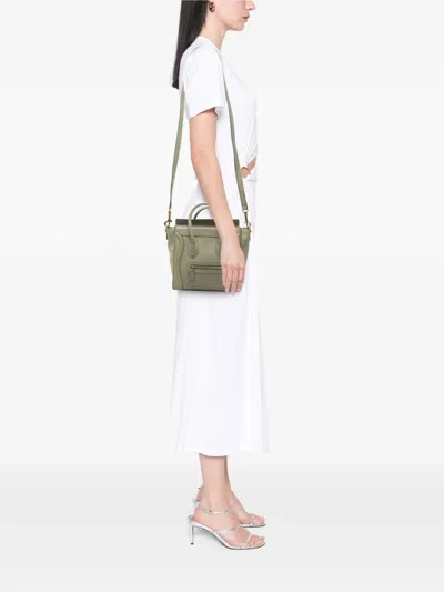 Pre-owned Celine 2012 Nano Leather Luggage Tote Satchel In Green