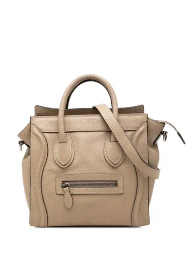 Pre-owned Celine 2012 Nano Leather Luggage Tote Satchel In Neutrals