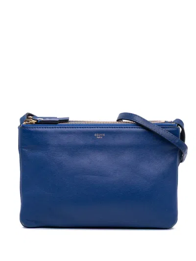 Pre-owned Celine 2012 Small Lambskin Trio Crossbody Bag In Blue