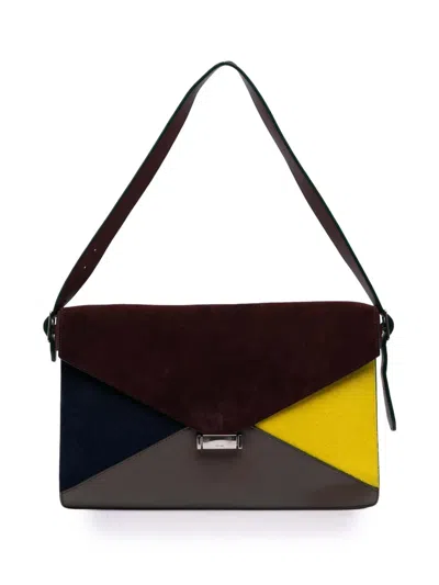 Pre-owned Celine 2012 Suede Calfskin And Pony Hair Diamond Clutch Shoulder Bag In Red