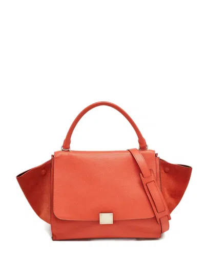 Pre-owned Celine 2012 Trapeze Leather Tote Bag In Orange