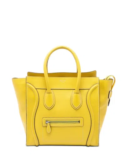 Pre-owned Celine 2012-2013 Mini Grained Calfskin Luggage Tote Bag In Yellow