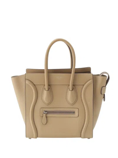 Pre-owned Celine 2012-2018 Micro Drummed Calfskin Luggage Tote Bag In Neutrals