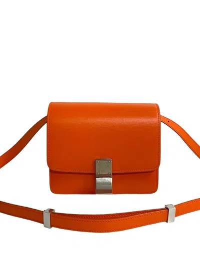 Pre-owned Celine 2012-2018 Small Calfskin Classic Box Crossbody Bag In Orange