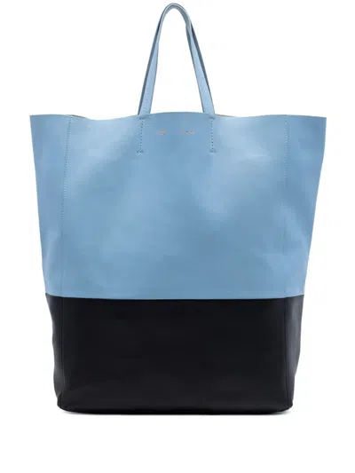 Pre-owned Celine 2013 Bicolor Leather Vertical Cabas Tote Bag In Blue