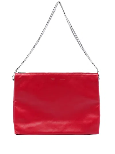 Pre-owned Celine 2013 Lambskin Soft Trio Shoulder Bag In Red