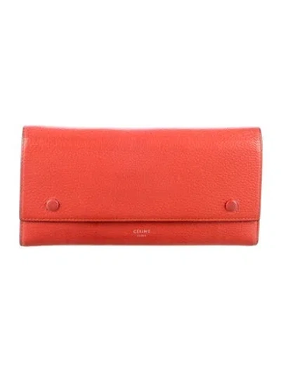 Pre-owned Celine 2013 Large Flap Multifunction Wallet In Red