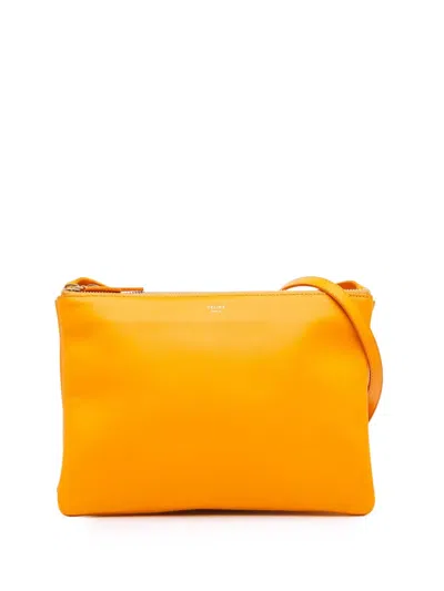 Pre-owned Celine 2013 Large Lambskin Trio Crossbody Bag In Orange