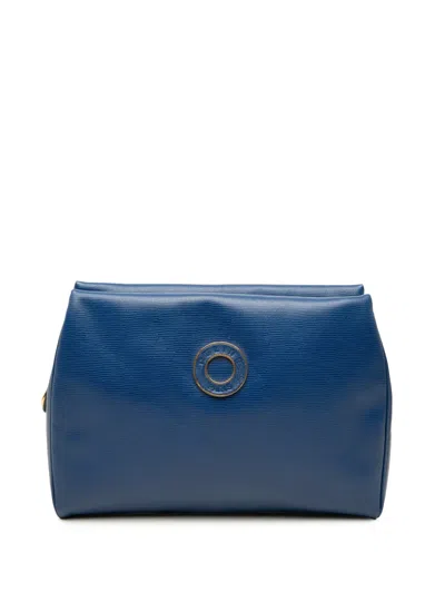 Pre-owned Celine 2013 Lizard Embossed Leather Clutch Shoulder Bag In Blue