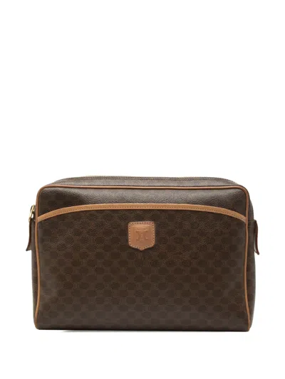 Pre-owned Celine 2013 Macadam Coated Canvas Clutch Bag In Brown