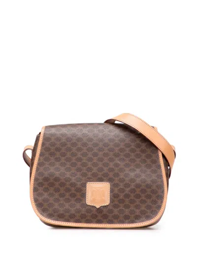 Pre-owned Celine 2013 Macadam Coated Canvas Crossbody Bag In Brown