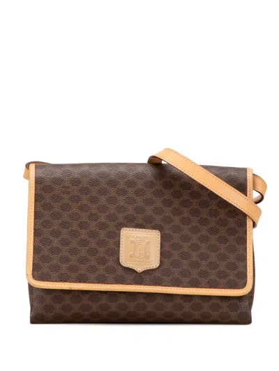 Pre-owned Celine 2013 Macadam Coated Canvas Crossbody Bag In Brown