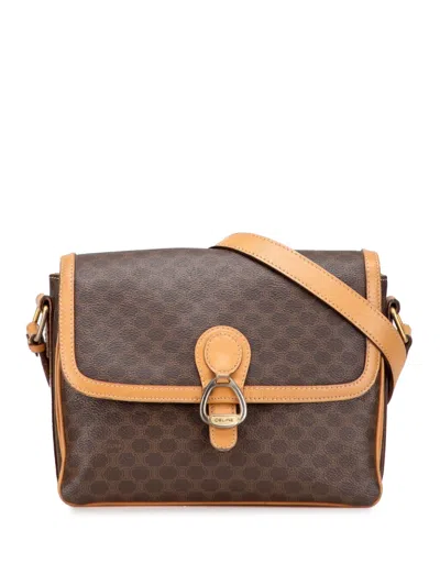 Pre-owned Celine 2013 Macadam Coated Canvas Crossbody Bag In Brown