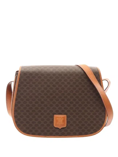 Pre-owned Celine 2013 Macadam Coated Canvas Crossbody Bag In Brown