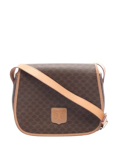 Pre-owned Celine 2013 Macadam Coated Canvas Crossbody Bag In Brown