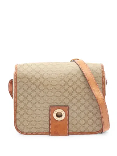 Pre-owned Celine 2013 Macadam Coated Canvas Crossbody Bag In Neutrals