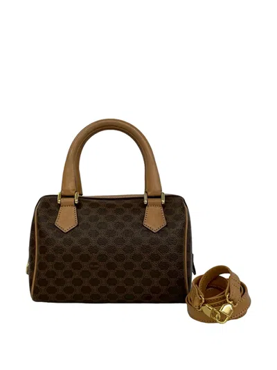 Pre-owned Celine 2013 Macadam Coated Canvas Satchel In Brown