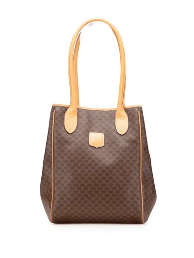 Pre-owned Celine 2013 Macadam Coated Canvas Tote Bag In Brown