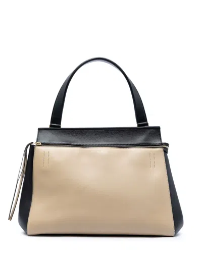 Pre-owned Celine 2013 Medium Bicolor Leather Edge Handbag In Black