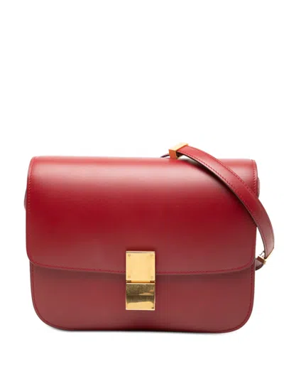 Pre-owned Celine 2013 Medium Calfskin Classic Box Crossbody Bag In Red