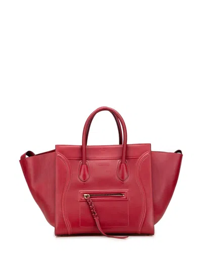 Pre-owned Celine 2013 Medium Leather Phantom Luggage Tote Bag In Red
