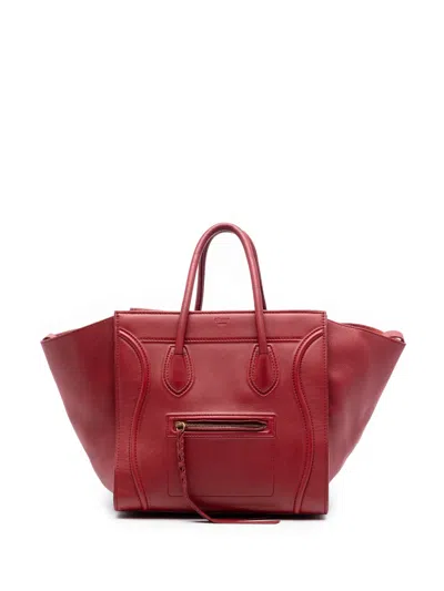 Pre-owned Celine 2013 Medium Leather Phantom Luggage Tote Bag In Red