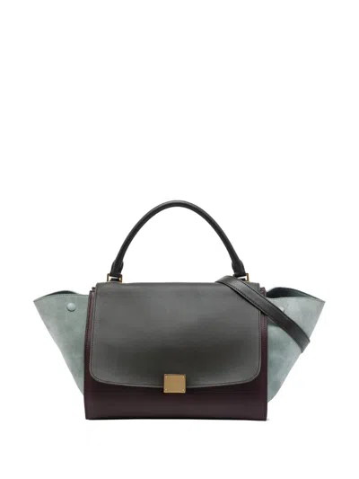 Pre-owned Celine 2013 Medium Tricolor Leather Trapeze Satchel In Multicolour