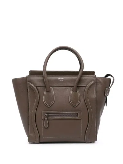 Pre-owned Celine 2013 Micro Leather Luggage Tote Bag In Brown