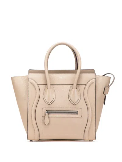 Pre-owned Celine 2013 Micro Leather Luggage Tote Bag In Brown