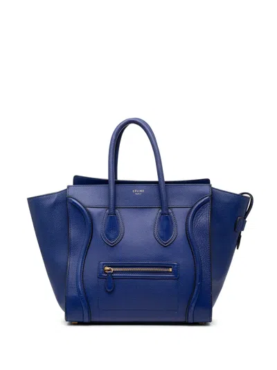 Pre-owned Celine 2013 Mini Calfskin Luggage Tote Bag In Blue