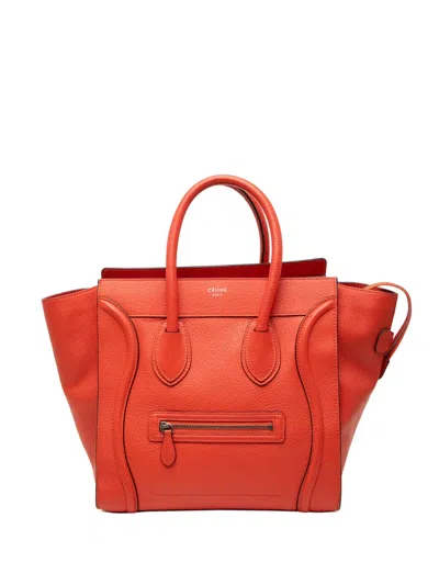 Pre-owned Celine 2013 Mini Leather Luggage Tote Bag In Orange