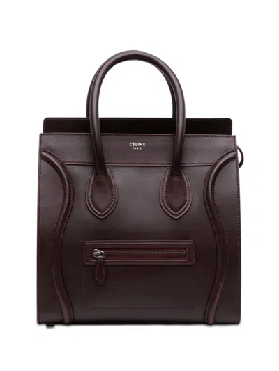 Pre-owned Celine 2013 Mini Smooth Calfskin Luggage Tote Bag In Red